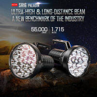 IMALENT SR16 Super Bright ไฟฉายกำลังสูง 55000 Lumens 16pcs Cree XHP50.3 HI LEDs Light, ไฟฉายแบบชาร์จไฟได้ระยะไกลถึง 1715 เมตรพร้อมที่จับเหมาะสำหรับการค้นหากลางแจ้ง