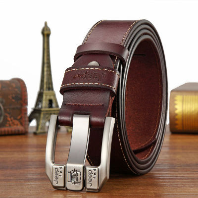 Fashion Mens Casual Genuine Leather Belt High Quality Cowhide Retro Pin Buckle Belt for Jeans Men Design Brown Belts 3.8cm Width