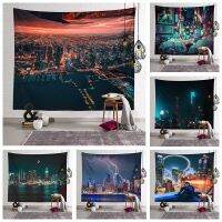 Neon high-rise building home dormitory living room decoration wall rug HD street view city photo tapestry wall hanging tapiz