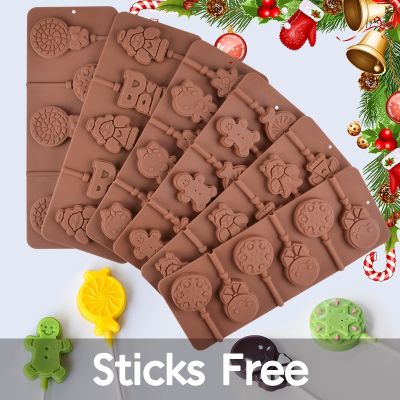 SJ Silicone Lollipop Mold Candy Gingerbread 3d Hard Candy Molds Cookie Chocolate Mold Bakeware Jelly Pop Sucker Sticks Free
