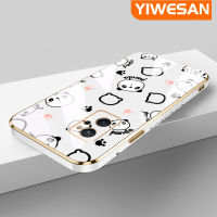 YIWESAN เคสสำหรับ Realme 9i 5G Realme 10 5G 10T 10 PRo 5G 10 Pro + 10 Pro Plus เคสลายการ์ตูนน่ารักแพนด้าข้าวปั้นใหม่กรอบกรอบสี่เหลี่ยมชุบซิลิก้าเจลนิ่มกันกระแทกเคสมือถือทั้งหมดรวมฝาครอบป้องกันเลนส์กล้องถ่ายรูป