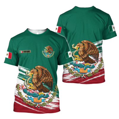 2023 New Mexico Eagle American Skull World National Emblem Map Flag 3D Fashion Full Print Rundhals T-Shirt Männer und Frauen -02