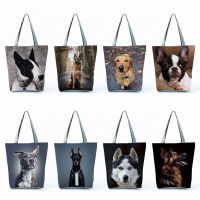 【CW】 German Shepherd / Terrier Bulldog Dog Causal Totes Handbag Ladies Shoulder Reusable Shopping