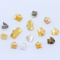 【YF】☾∋✴  100p 6mm 8mm 10mm 13mm silver gold plated Clamps Cord Crimp End Cap Necklace Connectors Finding Buckle