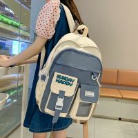 【Hot Sale】 2022 summer new fashion nylon pvc casual beginner schoolbag contrasting large-capacity backpack