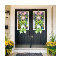 Easter Day Easter Bunny Wreath Decoration Easter Wreath Front Door Wall Window Decor for Home Farmhouse Decorations