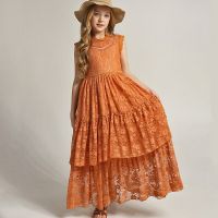 Summer New Childrens Dress Casual Girl Lace Dress 2-14 Year Old Girl Flower Girl Wedding Party Backless Dress  by Hs2023