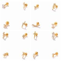 CANNER 925 Sterling Silver Cubic Zirconia Small Piercing Cartilage Stud Earrings for Women Labret Lip Earring Jewelry Pendientes