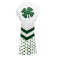 Golf Club Head Covers White Golf Club Wood Cover Lucky Clover Golf Driver Cover Fairway Wood Cover Hybrid Cover Leather Golf Hea