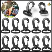 YIWEN 10pcs สีดำสีดำ เครื่องมือกลางแจ้งสำหรับกิจกรรมกลางแจ้ง อุปกรณ์เสริมกระเป๋าเป้สะพายหลัง พลาสติกอัลลอยด์ คาราบิเนอร์หมุนได้ คลิปดึงเร็วสปริง ตะขอสำหรับแขวน พวงกุญแจเข็มขัดหัวเข็มขัด