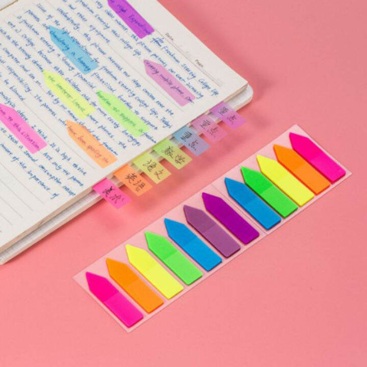 rayua-100แผ่น-arrow-shape-fluorescent-paper-self-adhesive-memo-pad-sticky-notes