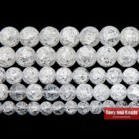 2021Natural White Snow Cracked Crystal Stone Beads 15" Strand 4 6 8 10 12 14MM Pick Size For Jewelry Making