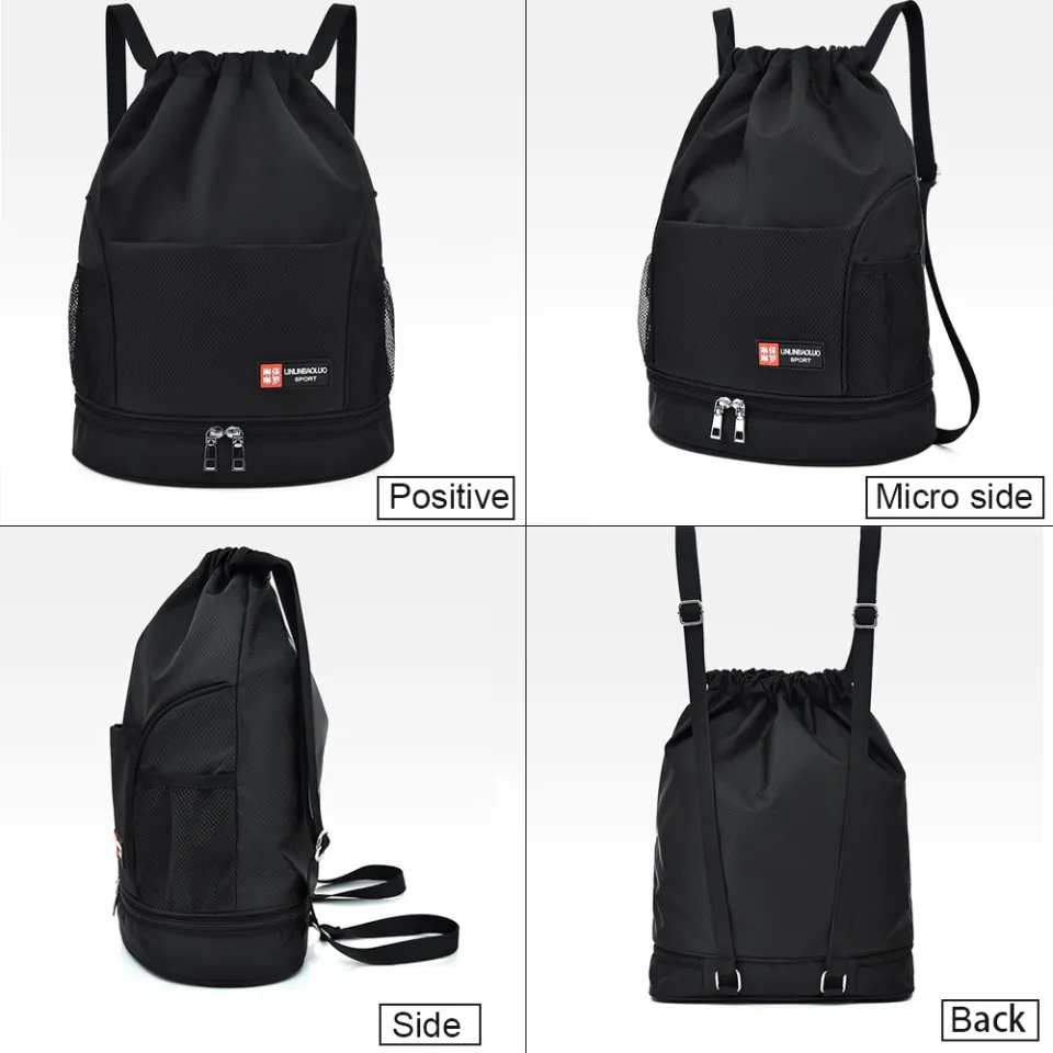 Vbiger Waterproof Drawstring Sport Bag Lightweight Sackpack Backpack for Men and Women (Black), Adult Unisex, Size: Large