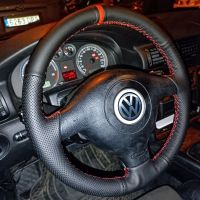 【YF】 Car Steering Wheel Cover Leather For Volkswagen VW Golf 4 Passat B5 1996-2003 Seat Leon 1999-2004 Polo 1999-2000