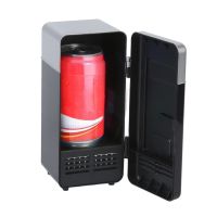 Car Mini Fridge Car Portable Drink Cooler Boat Travel Cosmetic Fridge High Quality Black ABS 5V 10W USB 19.4x9x9cm