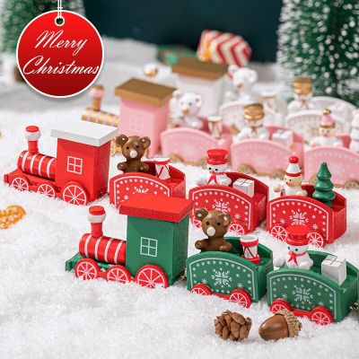 Wooden Christmas Small Train Children Kids Toys Xmas Ornaments For Home Creative Trains Decor Navidad Happy New Year Gifts 2023
