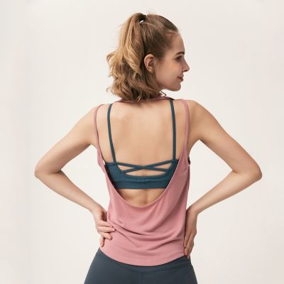 [COD] Backless sexy yoga camisole quick-drying breathable running sports vest with blouse ladies fitness clothes