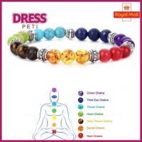 PETI DRESS ปรับได้ปรับได้ สร้อยข้อมือพลอยคริสตัล กระจกสำหรับผู้หญิง สีสันสดใส กำไลลูกปัดจักระ7 ของขวัญสำหรับเด็ก อาเกต สร้อยข้อมือลูกปัดหิน สำหรับผู้หญิง