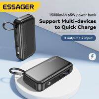 Essager พาวเวอร์แบงค์ 15000mAh 65w พร้อมสายเคเบิล ชาร์จเร็ว สองทาง รองรับ samsung 45w IP 29w สําหรับ PD3.0 PPS QC 4.0