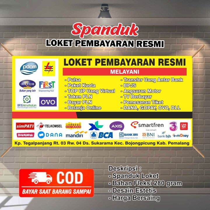 Spanduk Banner Toko Warung Loket Bayar Top Up Online Token Listrik Dll