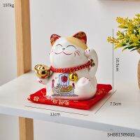 เซรามิกกระปุกออมสินทันสมัย Maneki Nekos เครื่องประดับพอร์ซเลนตกแต่งบ้านที่สร้างสรรค์ของขวัญทางธุรกิจงานฝีมือโชคดีแมวของขวัญ CQG396เงินธนาคาร