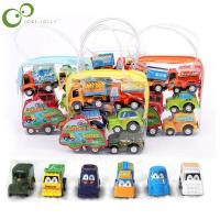 6pcs/lot Pull Back Car Toys Car Children Kids Racing Car Mini Cars Cartoon Pull Back Bus Truck Toys For Children Boy Gifts GYH