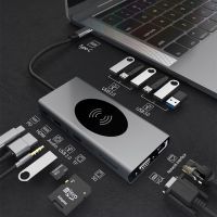 15 in 1 Docking Station USB HUB Type C to -Compatible Wireless Charging USB 3.0 Adapter Type C HUB Dock Station