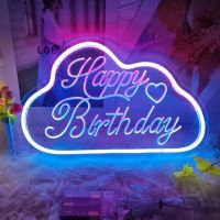 Happy Birthday Led Neon Lamp Cloud Moon Good Night Led Neon Light Welcome Hello Sunshine Acrylic Lights Dimming Room Decor Gift Bulbs  LEDs HIDs