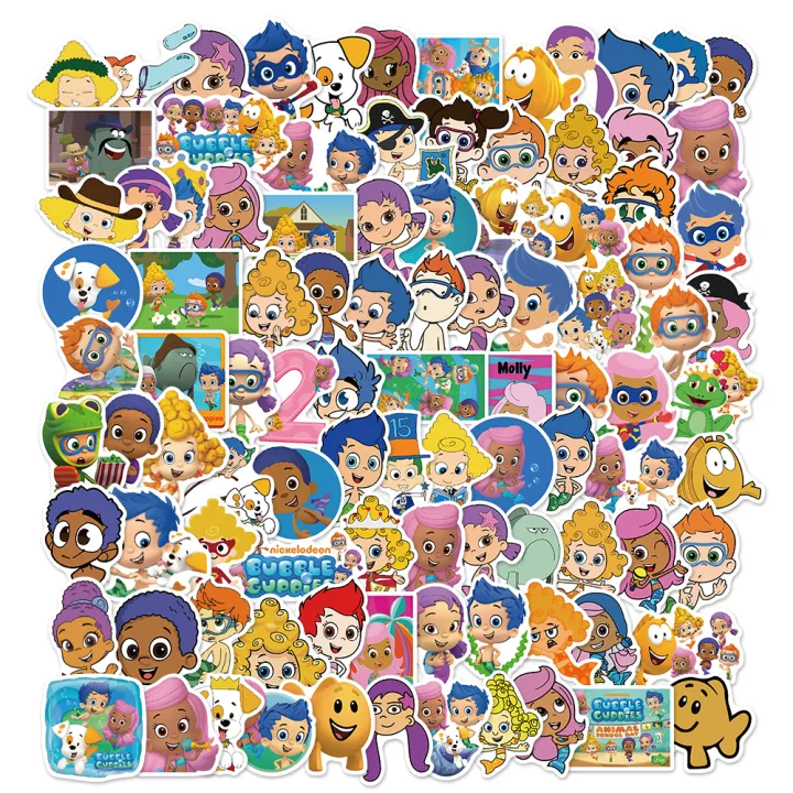 103050100pcs Kids Anime Bubble Guppies Stickers Luggage Guitar ...