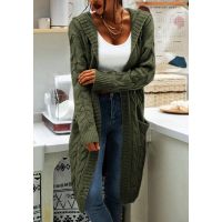 ✁∈ Hooded Front Cardigan Cable Knit Sweaters Color Chunky Sweater Coats