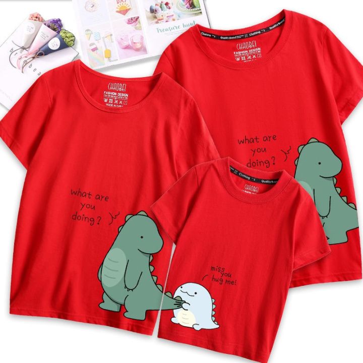 parent-child-outfit-little-dinosaur-cotton-short-sleeved-t-shirtt-t