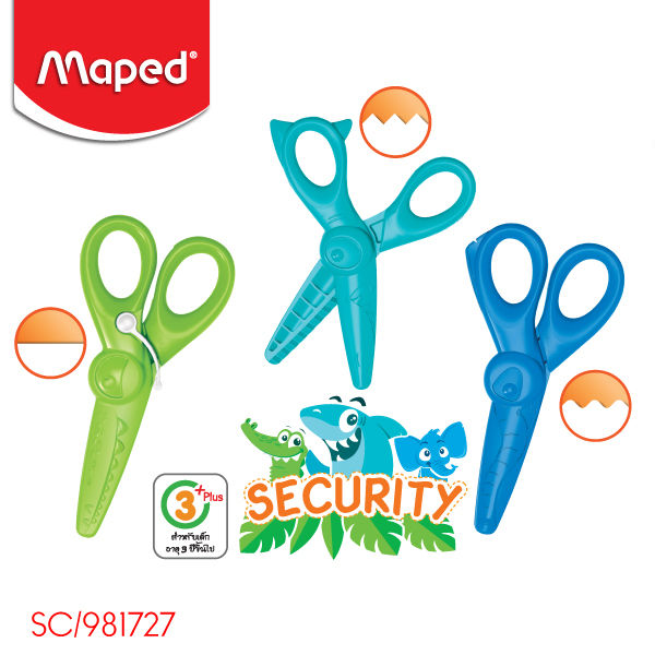 Maped (มาเพ็ด) กรรไกรเด็ก Security 4" กรรไกรพลาสติก ปลอดภัยสำหรับเด็ก รหัส SC/981727