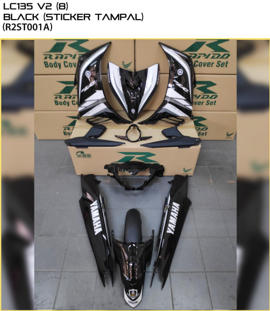Cover Set Rapido LC135 V2 V3 Yamaha 8 STICKER TAMPAL Black Red Blue cover-set-rapido-lc135-v2-v3-yamaha-8-sticker-tampal-black-red-blue