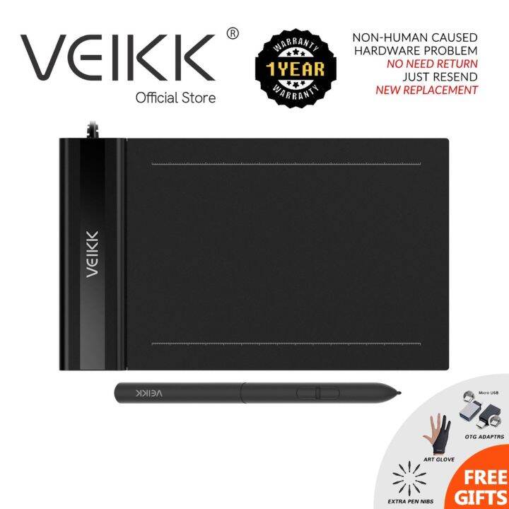 VEIKK S640 Drawing Tablet 6x4 Inch Pen Tablet with BatteryFree Stylus Support Mac/ Windows