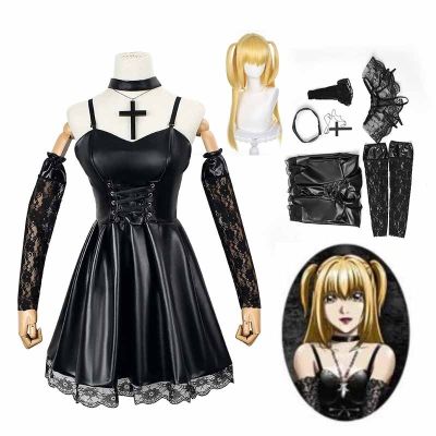 ☈ Death Note Cosplay Costume Misa Amane Imitation Leather Sexy Dress Uniform Outfit Cosplay Costume