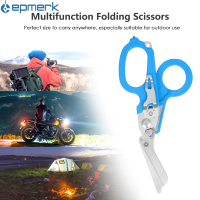 [electronicshop]Multitool อเนกประสงค์ S-กรรไกรพับได้6 In 1,กรรไกรตอบสนองฉุกเฉินของกรรไกรตัดกลางแจ้งเอาตัวรอดกลางแจ้งกระจกคาร์ไบด์เบรกเกอร์ถังออกซิเจนแหวนประแจ C-Utter สายคล้อง C-Utter