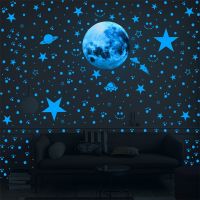 ☁♦ DIY 3D Bubble Stars Moon Dots Self-adhesive Luminous Wall Sticker Kids Bedroom Decal Glow In Dark Fluorescent Home Decoration
