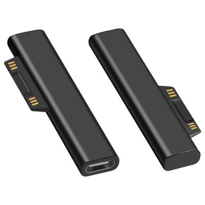 For Surface Connect to USB-C Magnetic Adapter, Type C Works with 15V/3A 45W for Surface Pro 6/5/4/3(Black 2 Pack)
