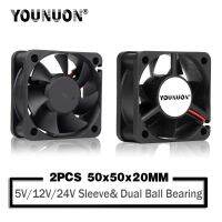 Younuon 2Pcs 5020 50Mm Dc 24V 12V 5V 2pin Dual Ball/แบริ่งพัดลมระบายความร้อน50X50X20มม.Cooling Cooler พัดลมแฟน Amp; Cooling -