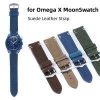 Tali kulit asli 20mm untuk Omega untuk Swatch Joint MoonSwatch Co gelang jam tangan Suede kulit sapi antik pria wanita