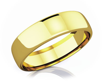 แหวนหมั้นทอง 18K แบบเกลี้ยง 6.50 mm Domed Shape Romantic Classic