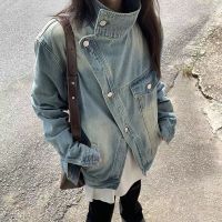 ZZOOI Deeptown Vintage Cropped Denim Jacket Women Streetwear Y2k 90s Korean Fashion Irregular Aesthetic Denim Coat Harajuku Female