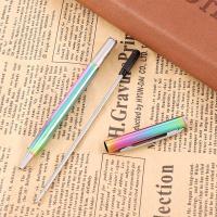 ปากกาลูกลื่นเครื่องเขียนนักเรียนโลหะแกนหมุนสำหรับสำนักงานสีสันสดใสสีรุ้งสวยงามปากกาลูกลื่นปากกาโฆษณา