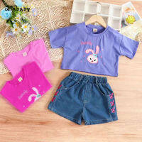 Qinbaby เสื้อผ้าเด็ก( 6-9ปี),แขนสั้น+กางเกงขาสั้น,ชุด2ชุด,รูปแบบน่ารัก,เสื้อผ้าที่สะดวกสบาย,แฟชั่น