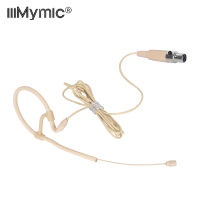 Iimymic 4Pin ไมโครโฟนสวมศีรษะตะขอใส่หูแบบเดี่ยว XLR สีเบจ Headworn Mikrofon untuk Shure BodyPack ไร้สาย Pemancar TA4F Temuduga