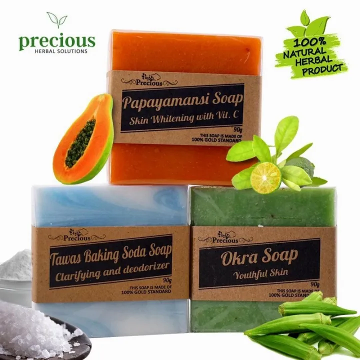Natural Trio Pack Soap (Papayamansi Soap, Tawas Baking Soda Soap and