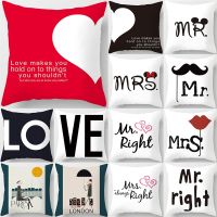 45X45cm Square Lover Couple Pillow Case Custom Heart Letter Cartoon Throw Cushion Cover Sofa Home Decoration Sweet Pillowcase