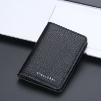 Baellerry Slim Folding Wallet Men Soft Leather Card Wallet Mini Credit Card Holders Wallet Thin Card Purse Small Bags for Women Card Holders