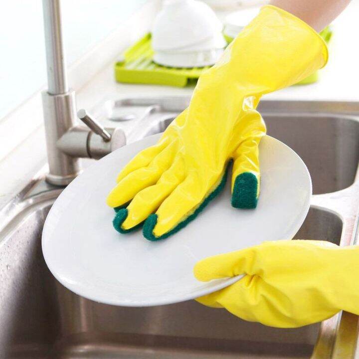 1-pair-gloves-kitchen-cleaning-glove-dish-washing-reusable-scouring-pad-sponge-finger-latex-gloves-25-safety-gloves