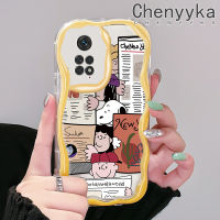 เคส Chenyyyka สำหรับ Xiaomi MI Redmi โน๊ต11 11S Poco M4 Pro 4G เคสลายการ์ตูนน่ารักสนูปี้เนื้อครีมเคสโทรศัพท์โปร่งใสขอบเป็นคลื่นป้องกันเลนส์กล้องเคสซิลิโคนอ่อนชัดเจนกันกระแทก